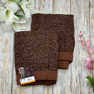 Leopard Print Mid Rise Rib Waistband Jeggings Pants 2-Pack Size M